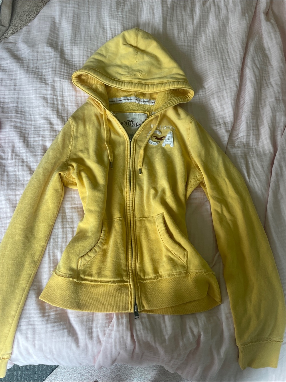Hollister Girls' Yellow Zip Hooded Jacket